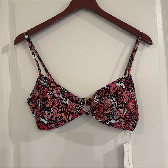 L*space Helena Butterflies Pink Multi Bikini Swimsuit Top
